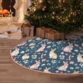 thumbnail image 4 of Salouo Cute Rabbit Floral Christmas Tree Skirt 48" Farmhouse Christmas Decorations Snowman Xmas Tree Skirt Tree Mat for Holiday Party Decor, 4 of 8