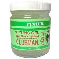 Clubman Mens ALCHOHOL FREE SUPER CLEAR Styling Hair Gel 16 Ounce Jar (2-PACK)