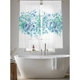 thumbnail image 6 of Teal Blue Eucalyptus Leaves Semi Sheer Window Curtains 72 Inches Long, Spring Summer Botanical Floral Rod Pocket Voile Silky Chiffon Curtain Light Filtering Drapes for Living Room, 52"x72", 2 Panels, 6 of 9