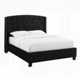 thumbnail image 4 of Queen Size Wooden Platform Bed Frame with Upholstered Headboard, Black Finish for Bedroom, 4 of 5