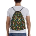 thumbnail image 2 of Drawstring Backpack - Cartoon Dino Splash Proof Small Drawstring Gym Bag for Women Men, Cinch Sports String Bag Backpack for Travel Swimming Beach, 2 of 8