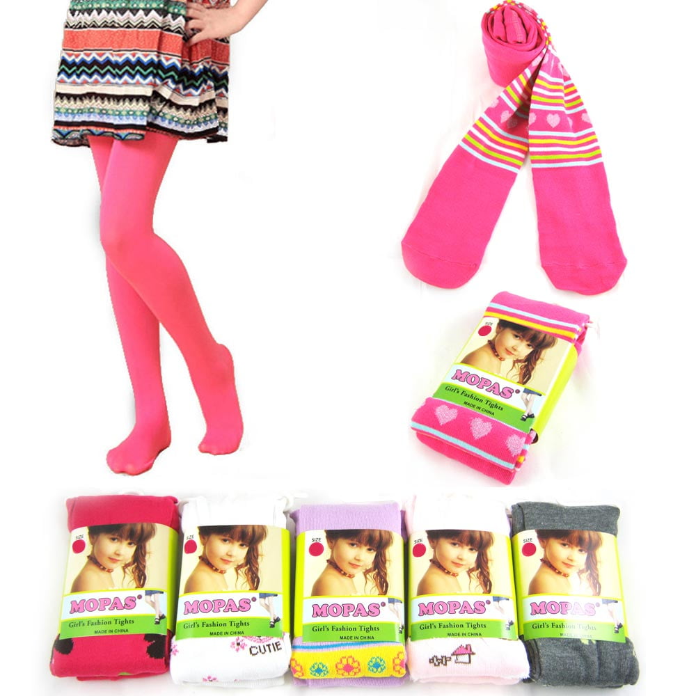 Girls Winter Tights Assorted Prints & Solid Colors MOPAS Pack of 12 Pairs 