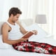 thumbnail image 5 of Balery Snowflakes On A Buffalo Plaid Pantalones de pijama para hombre, pijama ultraligero, pantalón de descanso-Large, 5 of 6