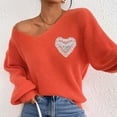 thumbnail image 7 of Lenpel Sweaters for Women Trendy V Neck Lantern Long Sleeve Chunky Knit Pullover Tops Casual Loose Fashion Sweaters(Orange,X-Large), 7 of 7