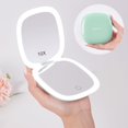 thumbnail image 1 of Mocado Compact LED Magnifying Travel Makeup-Mirror - 4 inches 1X/10X Magnification Small Hand Pocket Dimmable Double Sided USB Rechargeable Touch Screen, Portable Tabletop Cosmetic (Powdery Green), 1 of 5