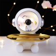 thumbnail image 5 of Bandeja de almacenamiento de estatua de astronautas, forma única, bandeja para llaves más suave para decoración del hogar, adornos, regalos navideños, plata con luz, 5 of 5
