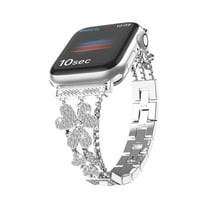 Dwitch Clover Band for Apple Watch Bands for Women for 49mm 45mm 44mm 42mm, Cute iWatch Bands with Glitter Shiny Diamond Luxury Band for Apple Watch Ultra 2/1 Series 9 SE 8 7 6 5 4-1,Silver