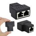 thumbnail image 1 of Adaptador divisor de conmutador de cable LAN RJ45 de 2 piezas para extensión, conector de distribuidor de red Y, conector Ethernet en T, puerto hembra doble, acoplador de acoplamiento, 1 of 5