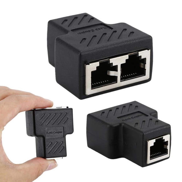 Adaptador divisor de conmutador de cable LAN RJ45 de 2 piezas para extensión, conector de distribuidor de red Y, conector Ethernet en T, puerto hembra doble, acoplador de acoplamiento