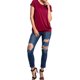 thumbnail image 4 of Jumpingount Camiseta de manga corta para mujer, camiseta de lactancia con cuello , ropa de lactancia Prendas para la parte del cuerpo Vino rojo M, 4 of 6