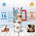 thumbnail image 4 of 40oz Pioneer Colorful Floral Stainless Steel Flip Straw Tumbler with Lid and Straw Spill Proof Travel Cup Double Wall Vacuum Insulated Coffee Mug with Handle Red, 4 of 7