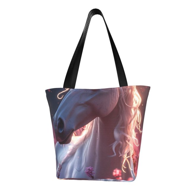 Easygdp Flower White Horse Bolso de Hombro para Mujer, Bolso Bandolera y Cartera de Mano Elegante para Uso Diario