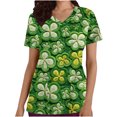 thumbnail image 1 of TIMIFIS Green V-Neck Scrub for Women Summer Scrub Tops Workwear Nursing Scrub Shirts Printed Short Sleeve Uniform Scrub Tops with Pockets - Spring/Summer, 1 of 4