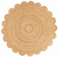 thumbnail image 3 of 7 Ft Round Natural Jute Premium Scalloped Jute Rug – Handcrafted Natural Braided Carpet for Living Room, Bedroom, Entryway – Boho Home Decor, 3 of 4