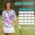 thumbnail image 7 of Uorisanigo Tie-dyed Butterfly Women's 3/4 Sleeve Golf Top Size L Comfortable Polyester Spandex Fabric Moisture Wicking Tennis Activewear Casual Zipper Neck Pullover Outing Wear, 7 of 7