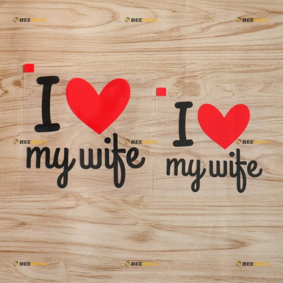 I Love My Wife Heart Sticker Decal Vinyl - 2 Pack Black Red, 4 Inches, 5 Inches - No Background Die Cut for Car Boat Laptop Cup