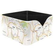 OWNSPRING Map of Lyon City Pattern Square Pencil Storage Case with 4 Compartments, Removable Dividers, Pen Holder, and Pencil Holder