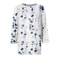 thumbnail image 4 of Moxiu Hauts pour Femmes Manches 3/4 Col Rond Style Boho T-Shirts Graphiques Été Tendance Blouses Décontractées Amples Imprimé Floral T-Shirts 2025 Bleu,S, 4 of 5