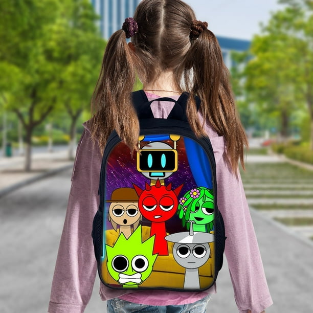 Sprunki School Backpack Travel Bag for Men Women, Primary Students Bookbags for Girls Boys School Bag Cartoon Backpack Casual Daypack Double Straps Large Capacity Lightweight Personalized Backpack