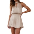 thumbnail image 1 of Mono Corto De Verano Mono elegante para mujer Mono corto sin espalda Traje diario sexy (Beige S) Ygjytge para Mujer Beige T L, 1 of 7