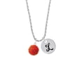 thumbnail image 2 of Delight Jewelry Resin Basketball Silvertone Script Initial Disc - L - Charm Necklace, 20"+3", 2 of 4