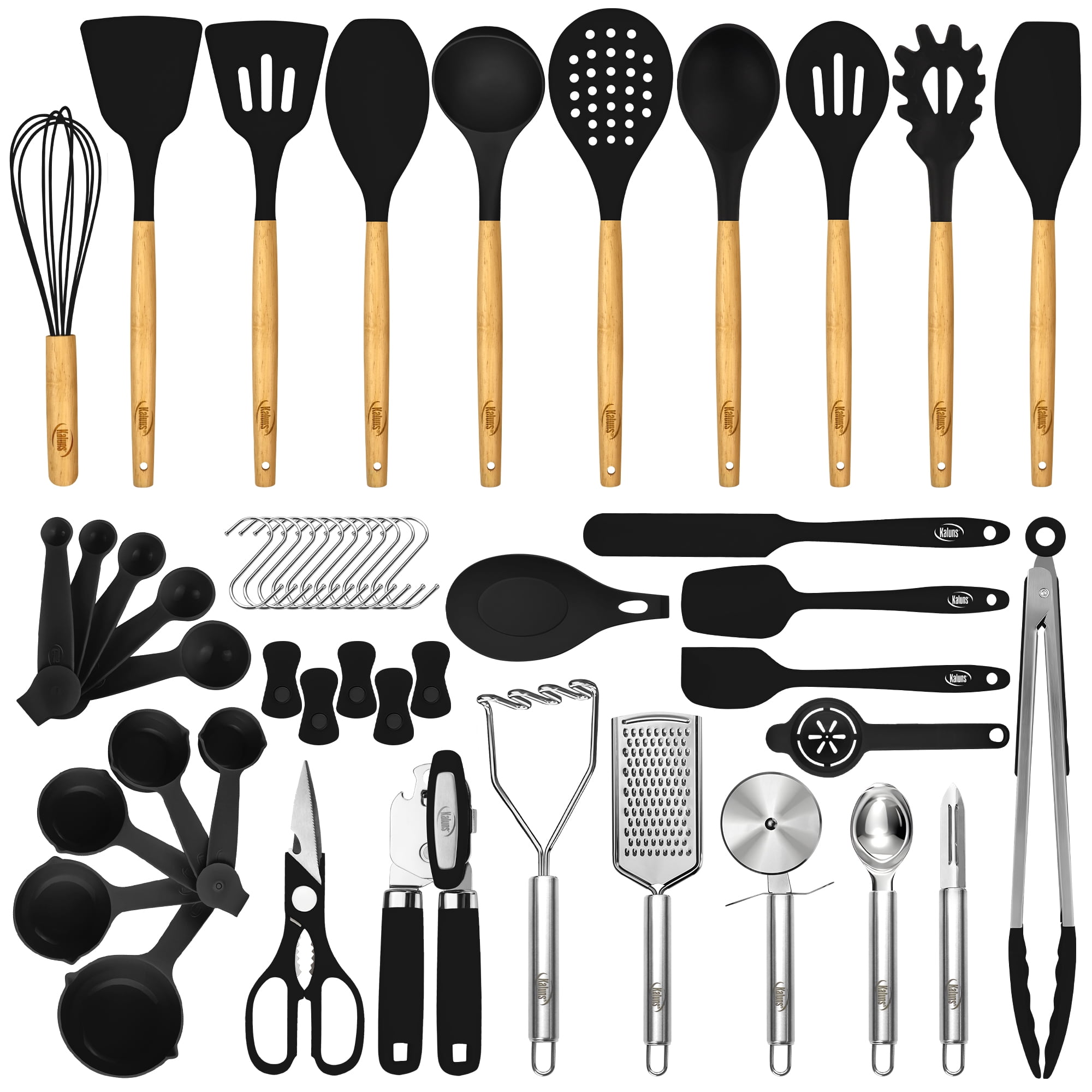 Kaluns Kitchen Utensils Set, 50 Piece Silicone And Stainless Steel Cooking Utensils, Dishwasher Safe and Heat Resistant Kitchen Tools