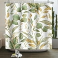 thumbnail image 5 of Watercolor Green Leaf Shower Curtain for Bathroom Vines Plant Nordic Minimalist Polyester Botanic Curtain for Home Hotel 180x240, 5 of 7