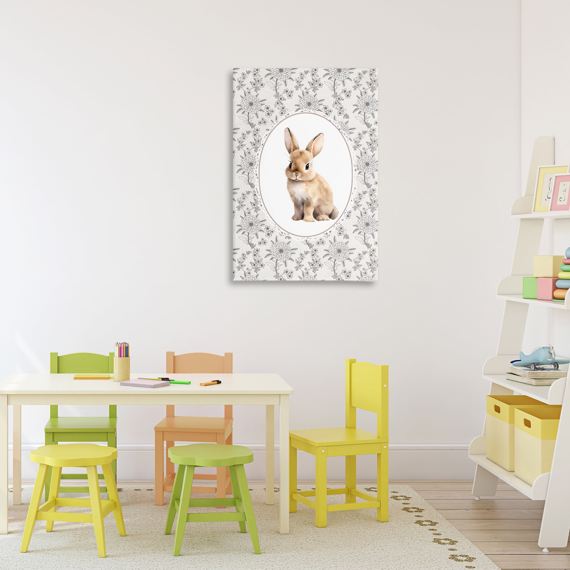 Stupell Industries Mauve Botanical Bunny Canvas Wall Art, design by Ink Drop Loft