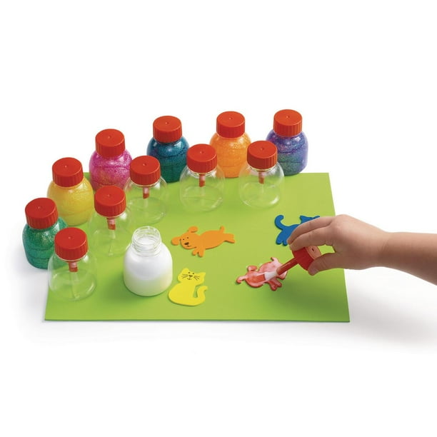 Glue Jar Set, 12 empty glue bottles with brushes, Classroom, Art