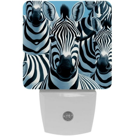 

2 Pack Auto Dusk-to-Dawn Sensor Night Lights Aesthetic Zebra Art Pattern Plug-in Home Office Decorative Lamp for Adult 0.5W LED Nightlights for Bedroom Bathroom Hallway Stairs