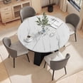 thumbnail image 5 of Hawsaiy Extendable Round to Oval Dining Table Set for 4, Space-Saving Wooden Table with Hidden Storage, Expandable Dining Table with Faux Leather Chairs(White Table+4 Gray Chairs), 5 of 11