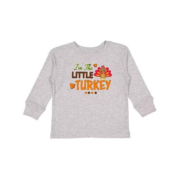 Inktastic Thanksgiving Im The Little Turkey Boys or Girls Long Sleeve Toddler T-Shirt