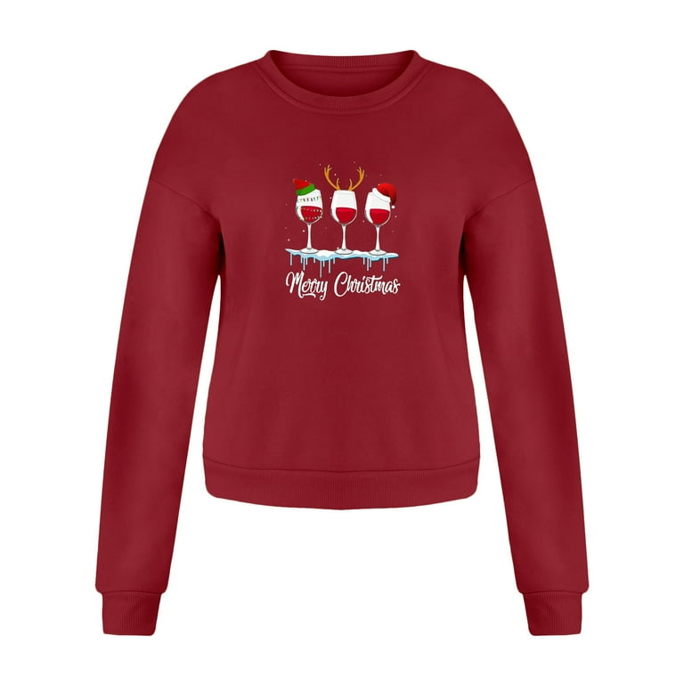 Fesfesfes Ugly Christmas Sweater Women s Casual Xmas Long Sleeve Printed Ladies Sweatshirts Tops Clearance Under 10