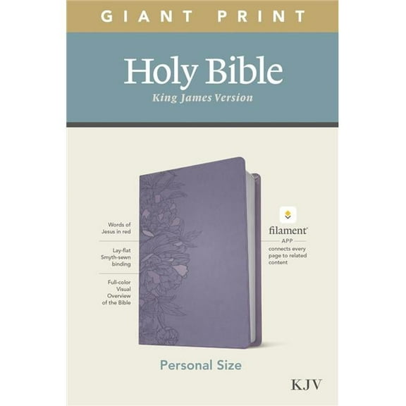 Tyndale House Publishers  KJV Personal Size Giant Print Bible, Peony Lavender LeatherLike