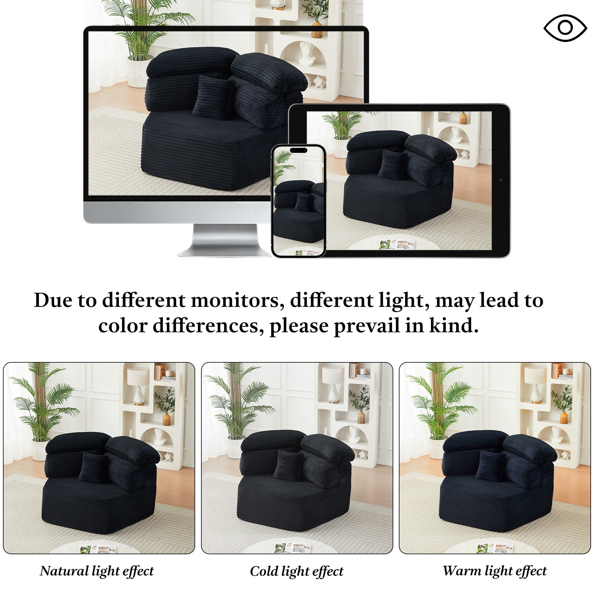Compressed Boneless Floor Sofa, Modular Couch with Multi-Cushion Backrest, Upholstered Futon Loveseat, Accent Armchair Set of 2
