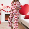 thumbnail image 2 of vigerkar Womens Satin Silky Pajama Set Long Sleeve Button Down Shirt with Long Pajama Pant Set Soft PJ Loungewear (Red, XL), 2 of 6