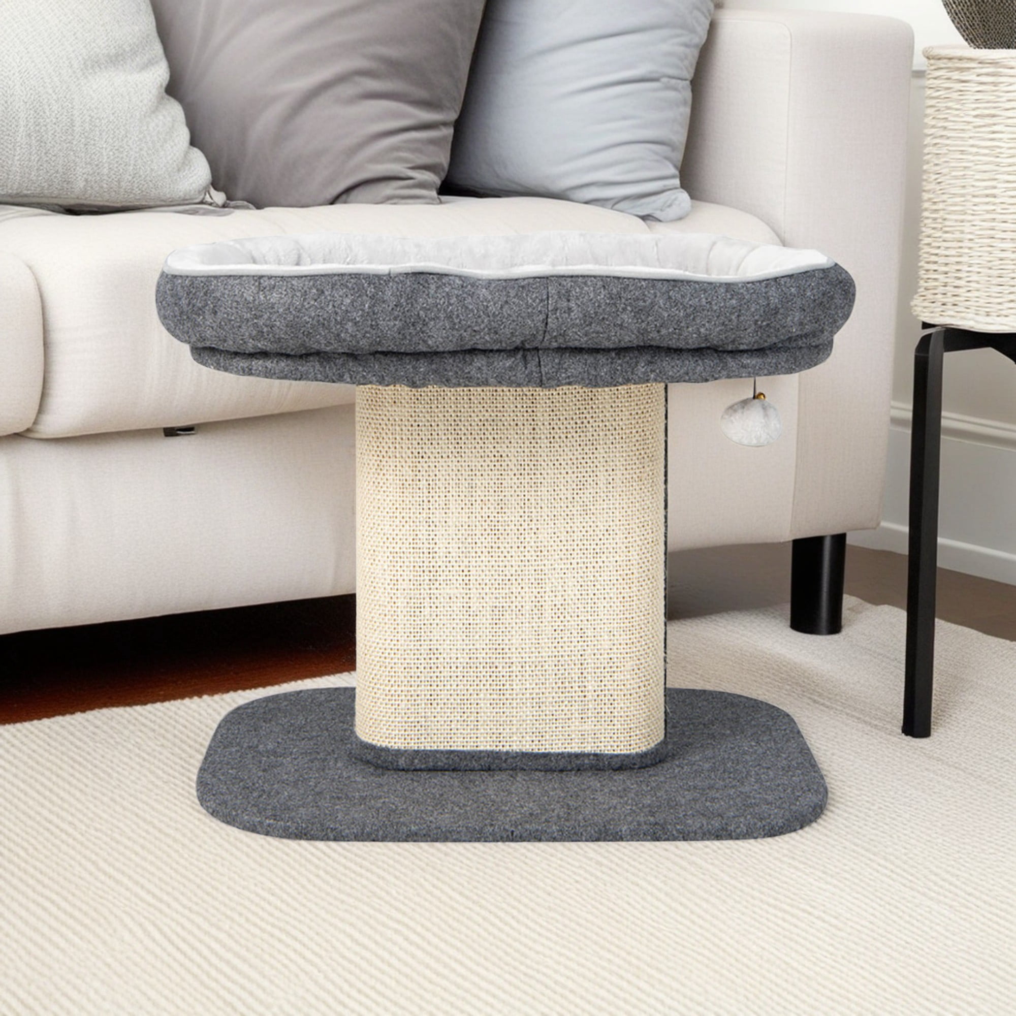 Pefilos 23" Cat Tree Tower with Cat Scratching Post, Large Plush Perch, Cat Shelter Scratcher Apartment for Kittens, Gray