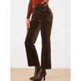 thumbnail image 2 of DARING DIVA Women's Elegant Velvet High Waist Trousers Work Pants XL Brown, 2 of 6