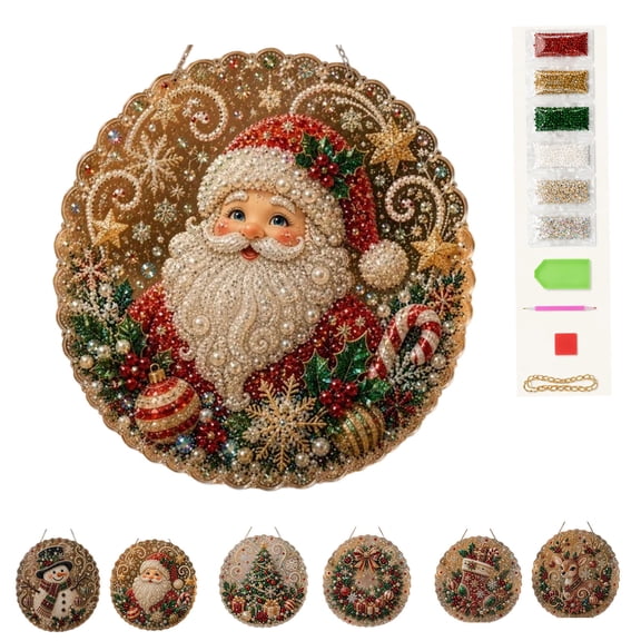 Christmas Suncatcher Diamond Art, Diy Hanging 3D Mixed-Sized Pearl Beads Craft, Hanging Window Decor Diamond Art Kit,Suitable for Beginners, Home Decor, or Gifts