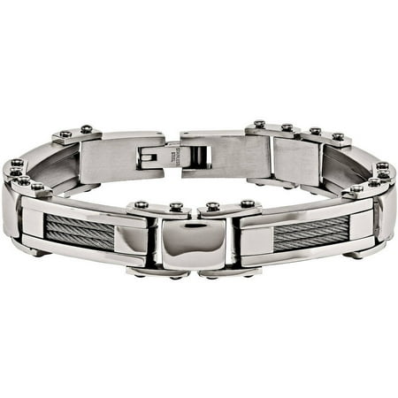 Primal Steel Stainless Steel Wire Polished Bracelet, 8.75