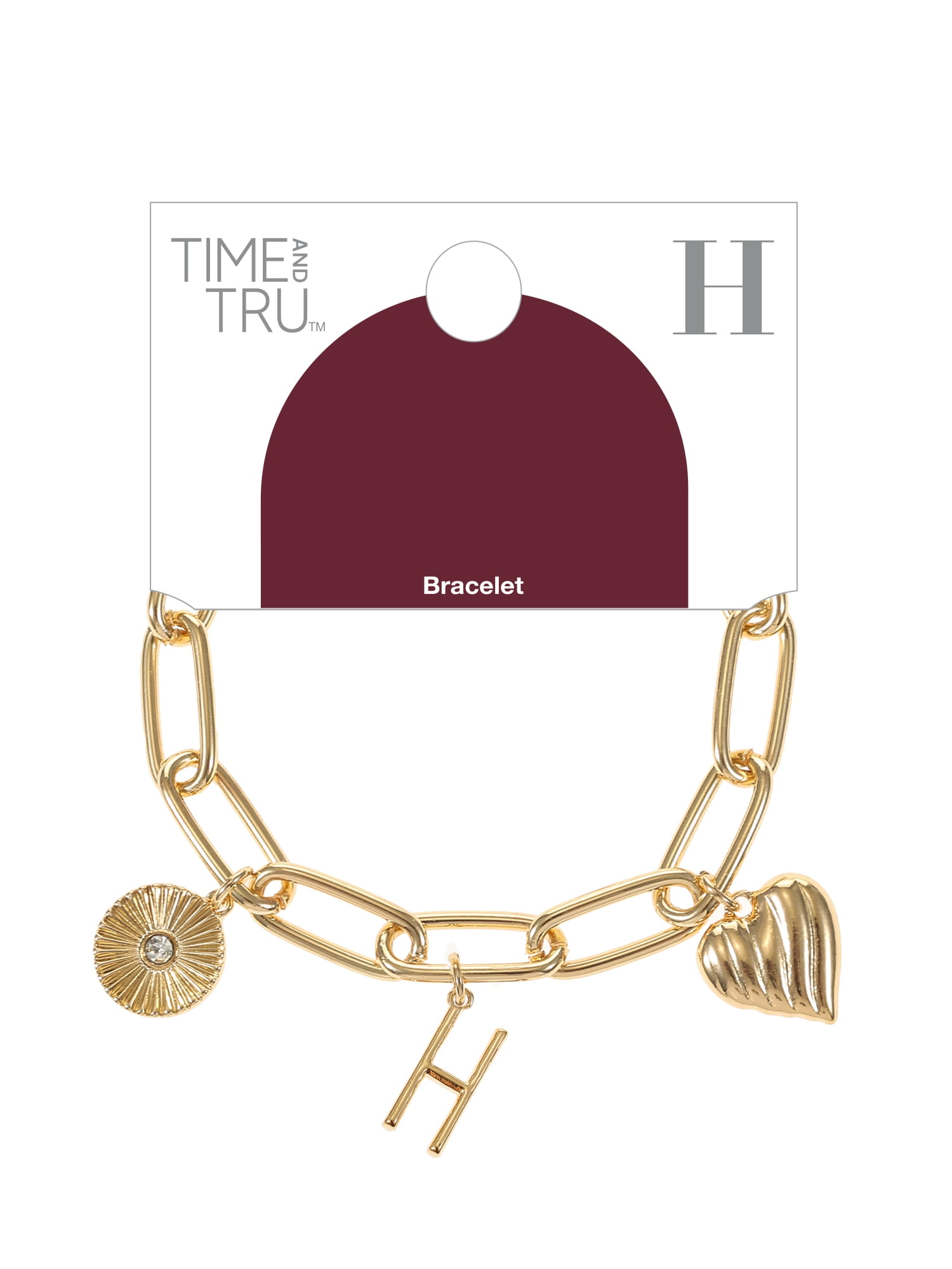 Time and Tru Goldtone Initial Charm Bracelet, Initial H