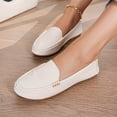 thumbnail image 6 of Women's Wide Width French Style Buckle Loafers, Faux Leather Round Toe Slip-On Lightweight Casual Dress Shoes for Daily Wear, White/Multi-Color, 6 of 10