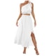 thumbnail image 1 of Tops para mujer, camisas, blusas, elegante, informal, de dos piezas, vestido de columpio con abertura sólida y hombros caídos, conjunto de trajes sin mangas con lazo Odeerbi ODB-5, 1 of 8