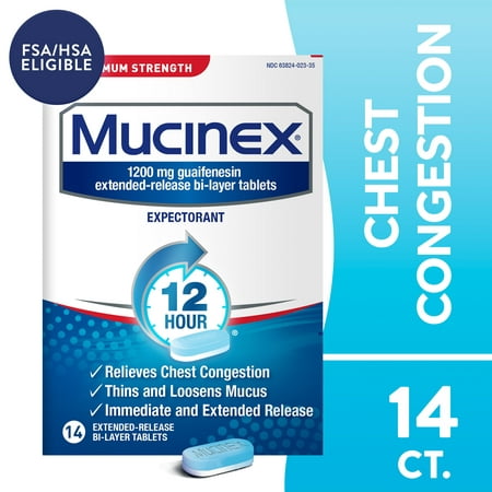 UPC 363824023144 product image for Mucinex Maximum Strength 12-Hour Chest Congestion Expectorant Tablets  14 Count | upcitemdb.com