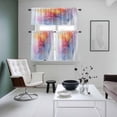 thumbnail image 4 of Modern Abstract Art Kitchen Curtains Sets for Windows 24 Inch Length, Colorful Wave Rod Pocket Window Treatments Tier Curtains and Valances Set for Bedroom/Bathroom, 4 of 8