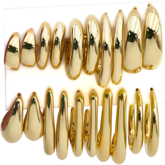DESIGNICE 10 Pairs Hypoallergenic Chunky Gold Dangle Earrings for Women Trendy Thick Gold Plated Hoop Earrings Set Lightweight Jewelry
