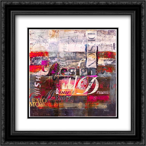 Deja-Vu Pink 2x Matted 20x20 Black Ornate Framed Art Print by Tarin, Michael