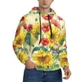 thumbnail image 2 of Wukai Sunflower Cornflower Poppy Print Men Hoodies Fleece Sweatshirts Long Sleeve Sweaters Pullover Fall Outfits Winter Clothes-Large, 2 of 7
