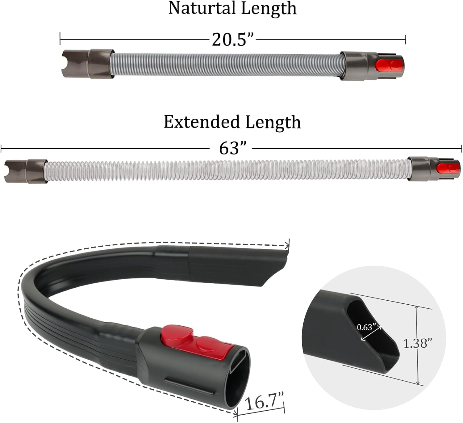 Flexible Crevice Tool and Extension Hose for Dy*son Cordless Vacuum Cleaner V15 V15s Gen5 V12 V11 V10 V9 V8 V7 Dryer Vent Cleaner Kit and Car Detailing Attachments