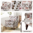 thumbnail image 4 of Wingback Armchairs Set of 2 Accent Chairs Floral Upholstered Sofa Wood Legs Lounge Seat Removable Cushion Home Living Room, 4 of 6